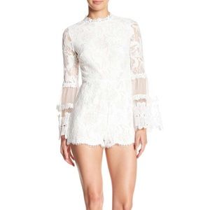 Pink Owl white lace romper